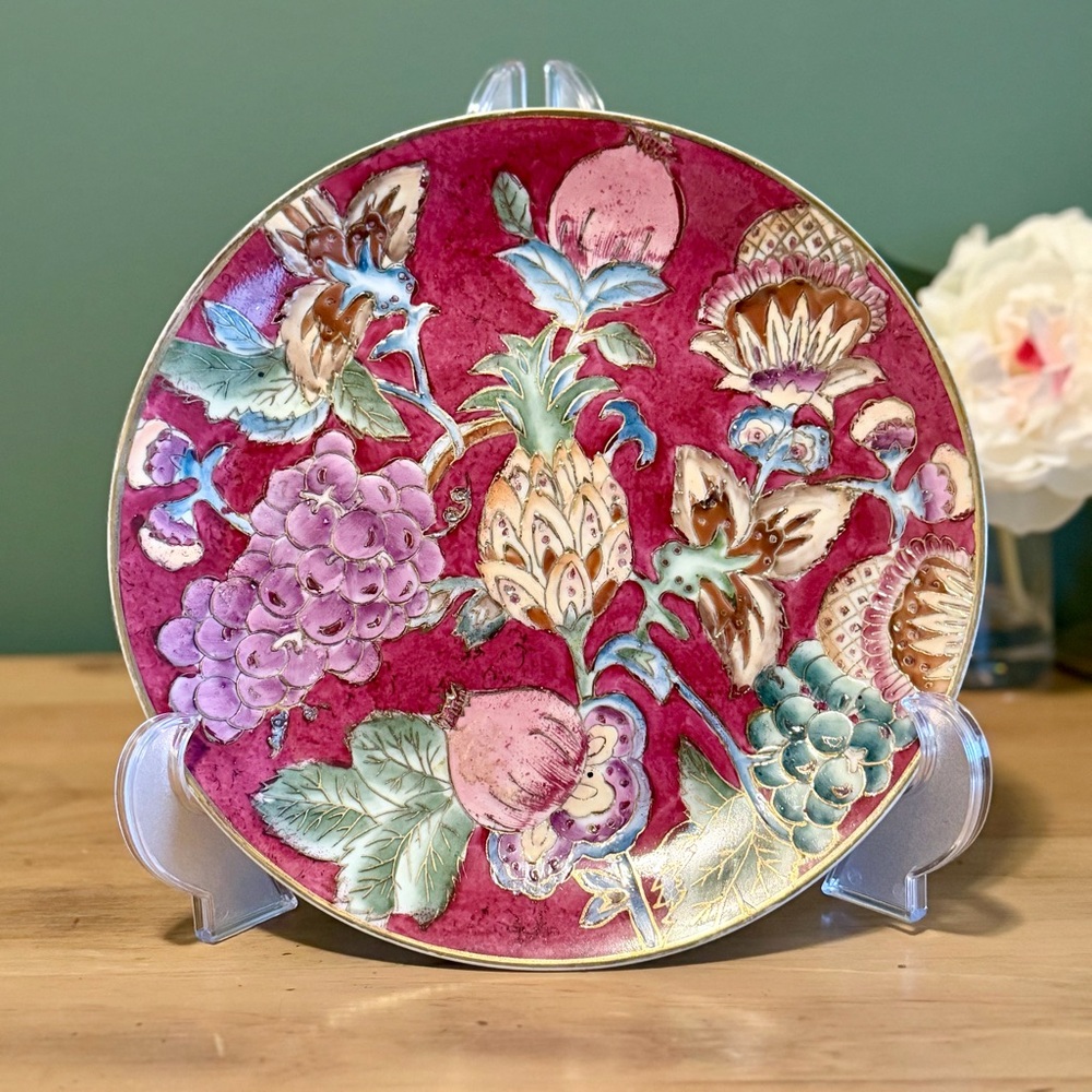 Toyo Trading Co Decorative Plate Fruit Floral Motif Japan Vintage